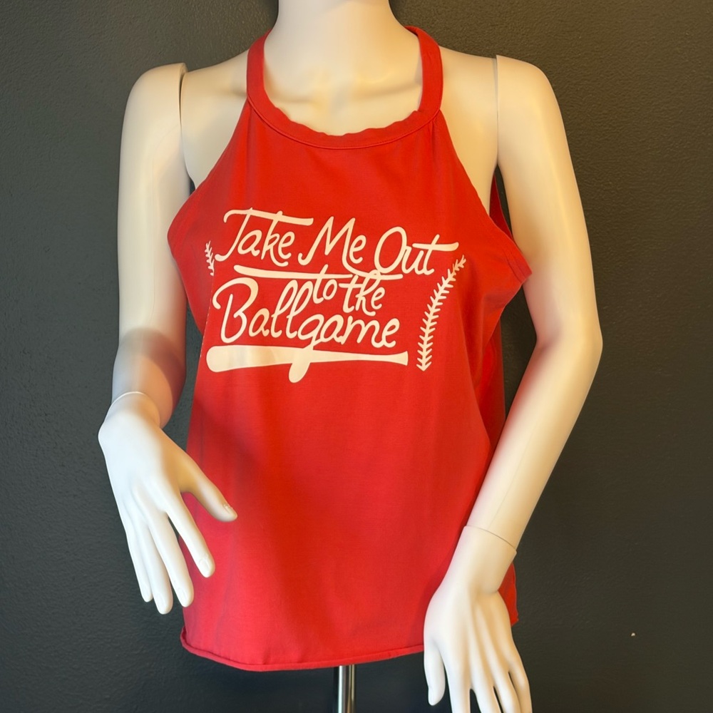 Take Me Out To The Ballgame Amazon Red & White Tank Top Sz Large